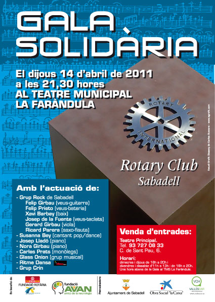 Cartel de la Gala Solidaria de Rotary Club Sabadell